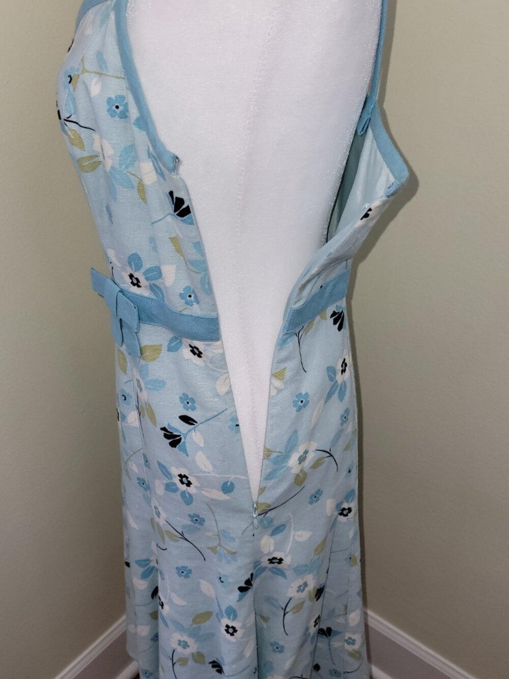 Ann Taylor Loft Linen Blend Dress Lined A-line Light Blue Floral Women's Size 2P - Picture 9 of 12